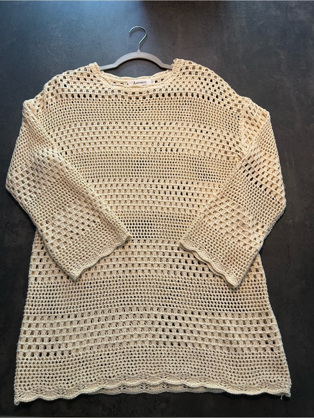 ANRABESS Women Swimsuit Crochet Swim Cover Up - Small - Beige